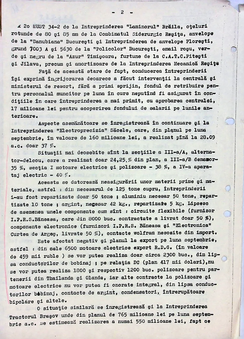 Nota Nr. 02258 a Securității din 30 septembrie 1989 despre industria din Rom&acirc;nia - Foto: Facebook / CNSAS