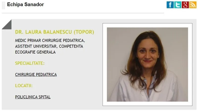 Prezentarea Laurei Bălănescu pe site-ul Sanador