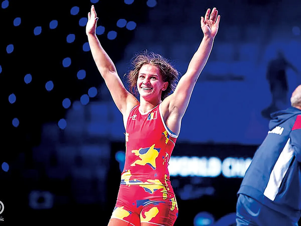 Sărbătorind victoria din semifinala Campionatului Mondial de la Nur Sultan din 2019