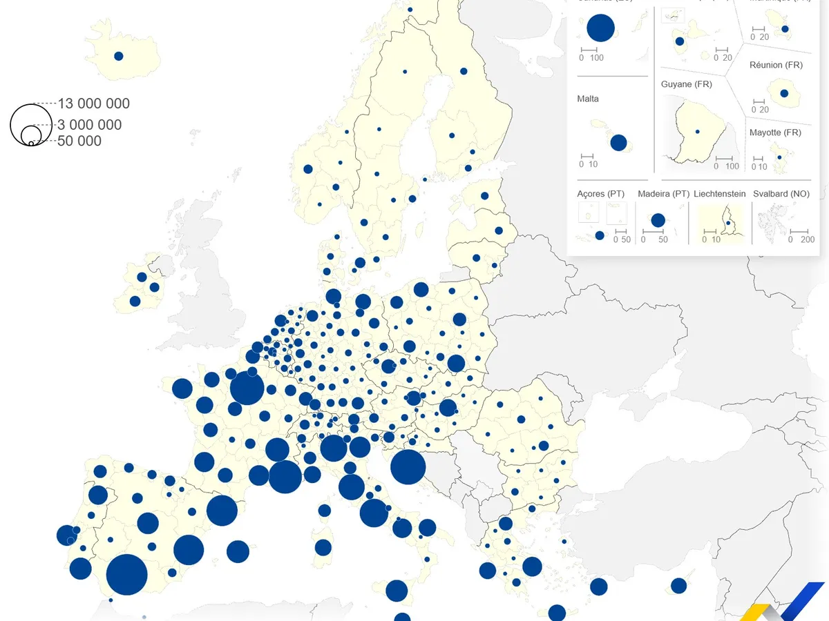 Harta înoptărilor - Foto: Eurostat