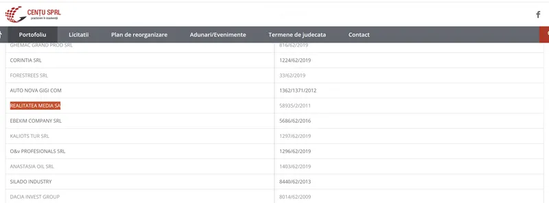 Realitatea Media SA este clientul Cențu SPRL de peste 13 ani