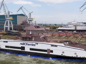 Nu se mai fabrică nimic în România? De la Galați a plecat spre Canada un feribot 100% electric - Foto: captură video
