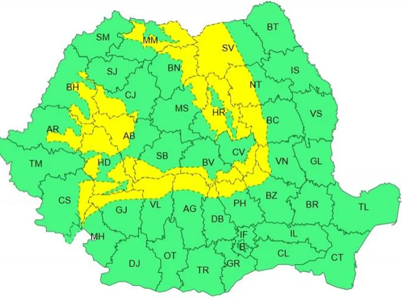 Județele din România lovite de un cod galben de ploi până mâine! Unde scoatem înapoi gecile? - Foto: ANM