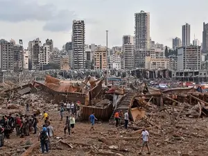 Locul exploziei din Beirut/FOTO: g4media.ro