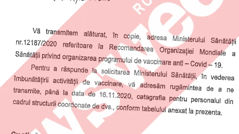 Ministerul Sănătății a transmis la Ministerul de Finanțe o adresă prin care cere liste cu angajații care vor fi vaccinați anti-COVID Sursa: Newsweek România
