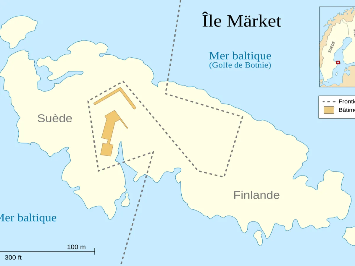 Harta insulei Мärkеt, cu ciudata sa frontieră în zig-zag - Foto: Wikipedia/Sémhur/CC-BY-SA-3.0