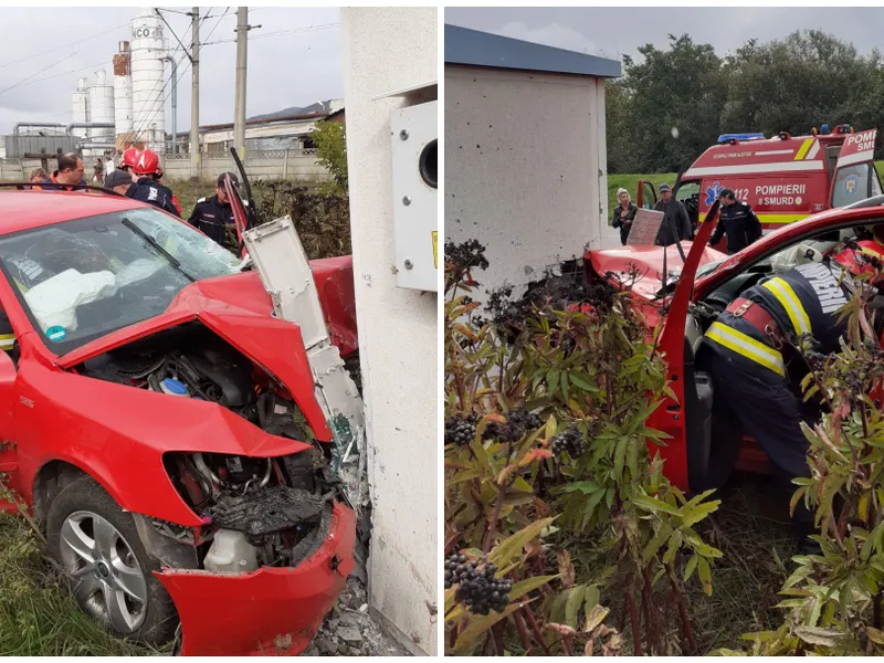 O tânără șoferiță beată a lovit o țeavă de gaze și un punct trafo. Ar fi vrut să se sinucidă. / Foto: tvmneamt.ro