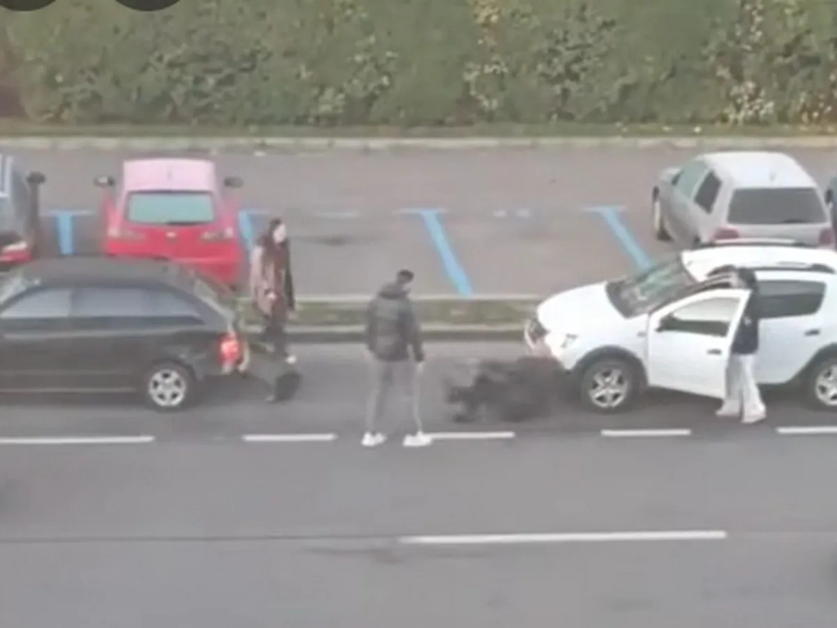 Tamponare cu bătaie, în Brașov - Foto: captură video