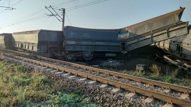 9 vagoane ale unui tren CFR plin cu cărbune au deraiat. / Foto: cronicaolteniei.ro