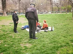 Imagine de sâmbătă, din parc, cu români la iarbă verde, deși autoritățile au recomandat izolarea la domiciliu. Foto: Poliția Română Facebook