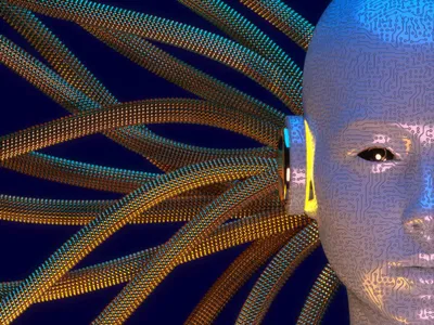 Concept AI cloud cu cap robotic conectat - Foto: Magnific/Freepik