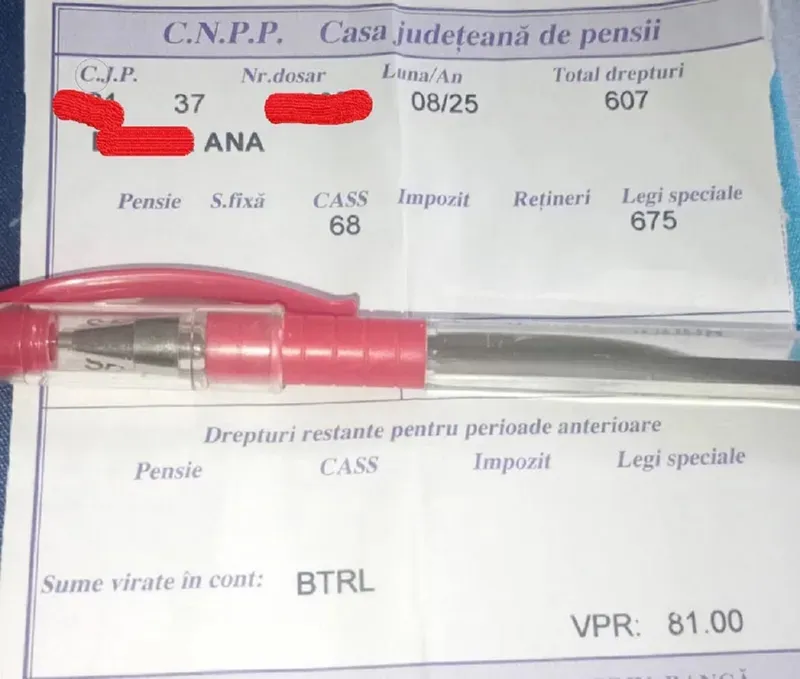 Talon de pensie - Foto. Casa de Pensii
