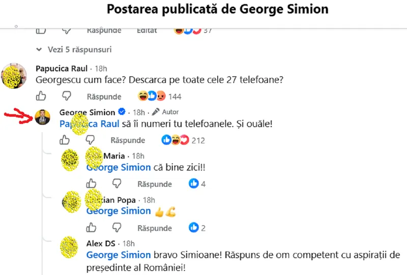 Răspuns Simion - Foto: FB / Simion