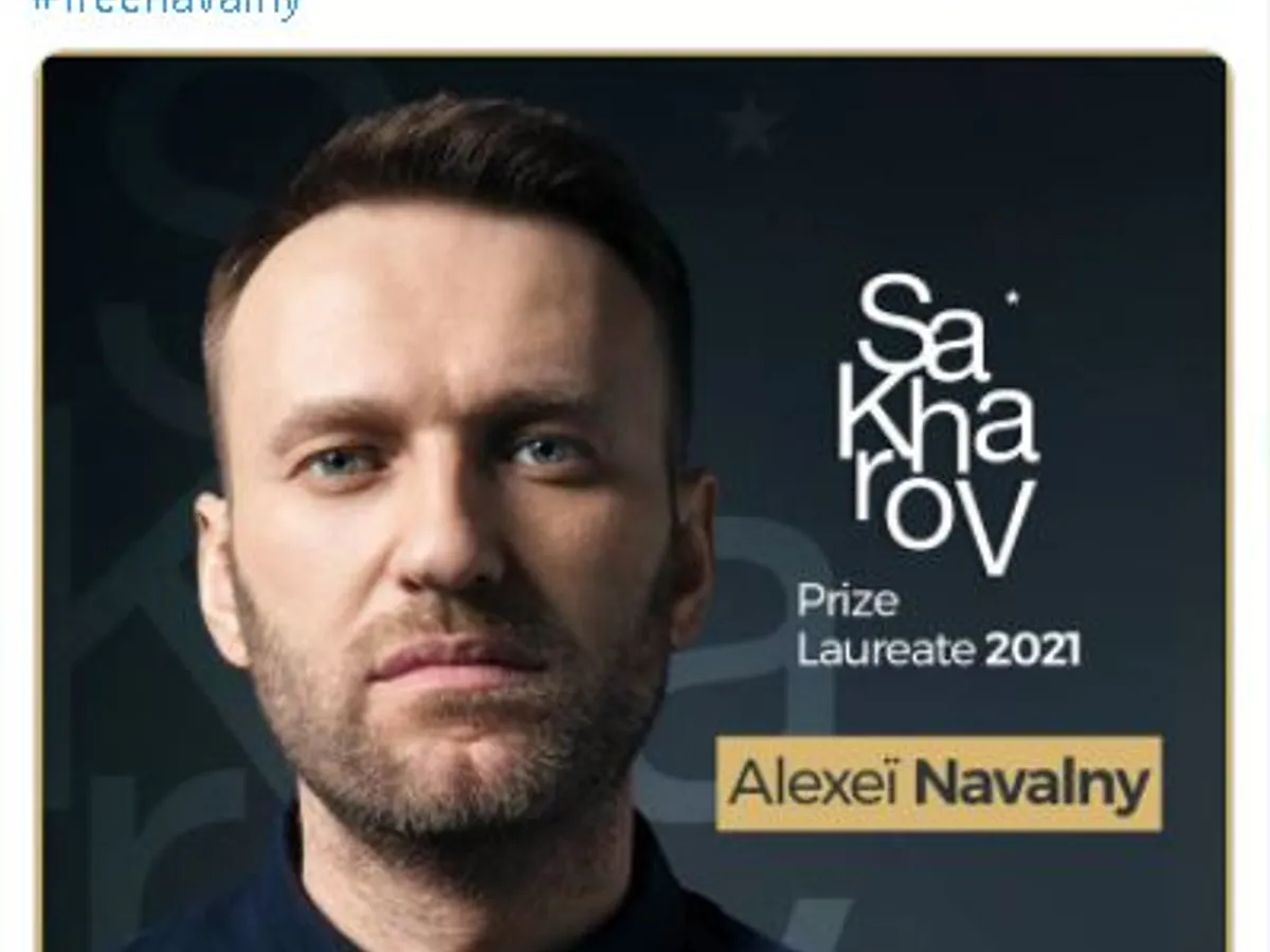 Disidentul rus Aleksei Navalnîi, câştigătorul premiului Saharov pentru libertatea de gândire al PE. / Foto: EPP Group / Twitter