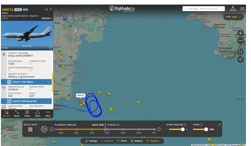 Datele de urmărire aeriană publicate de FlightRadar - Foto: FlightRadar