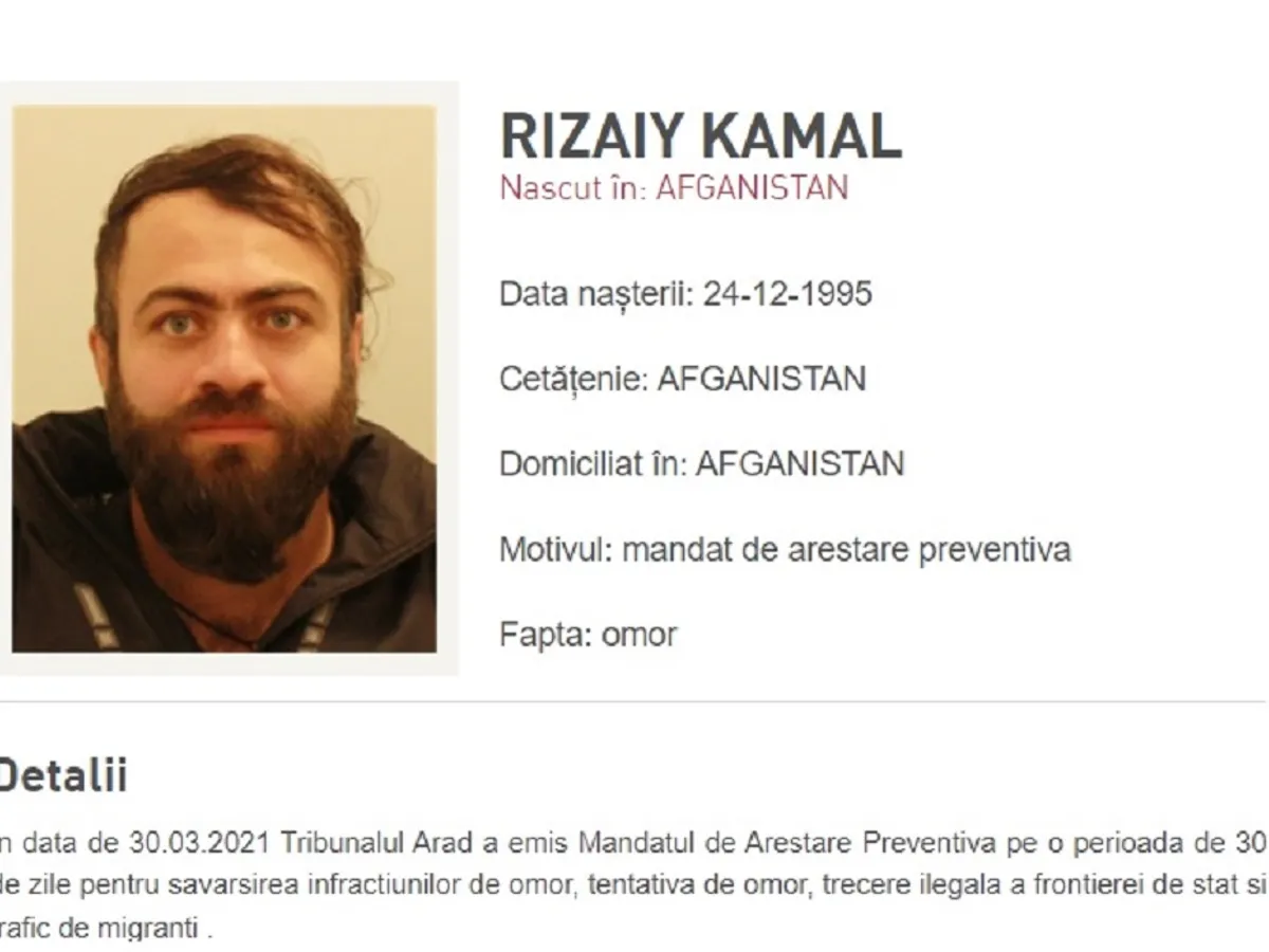 Rizaiy Kamal, afganul dat în urmărire pentru omor Foto: Poliția Română