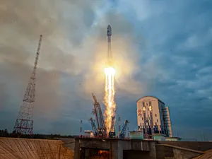 O rachetă Soyuz 2.1b care transportă modulul de aterizare Luna-25 \n momentul decolării de pe rampa de lansare de la cosmodromul Vostochny, la aproximativ 180 km nord de Blagoveschensk, în regiunea Amur - Foto: Profimedia Images