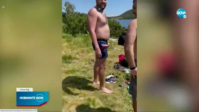 Turiști români, „vedete” în Parcul Național Rila, Bulgaria. S-au scăldat într-un lac protejat. / Foto: captură video