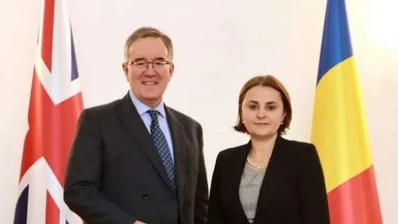 Ambasadorul britanic Andrew Noble, primit în vizită de rămas bun de ministrul Odobescu - Foto: Facebook/ MAE