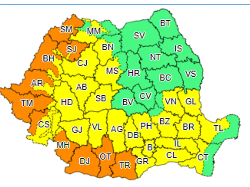 Cod portocaliu de caniculă, în 10 județe. / Foto: ANM