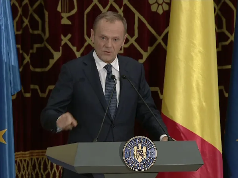 Donald Tusk a vorbit despre Nichita Stănescu și Duckadam. Captură Știrile Pro TV