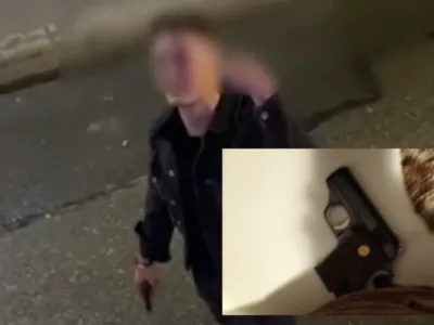 Pistolarul filmat când trăgea cu o armă letală în parcarea unui club, a dormit în arest Foto: pitesti24.ro