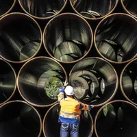 Țevi folosite la gazoductul Nord Stream 2/FOTO: Getty