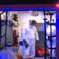 Primul pacient cu coronavirus este adus la spitalul Matei Balș din București Foto: Digi 24