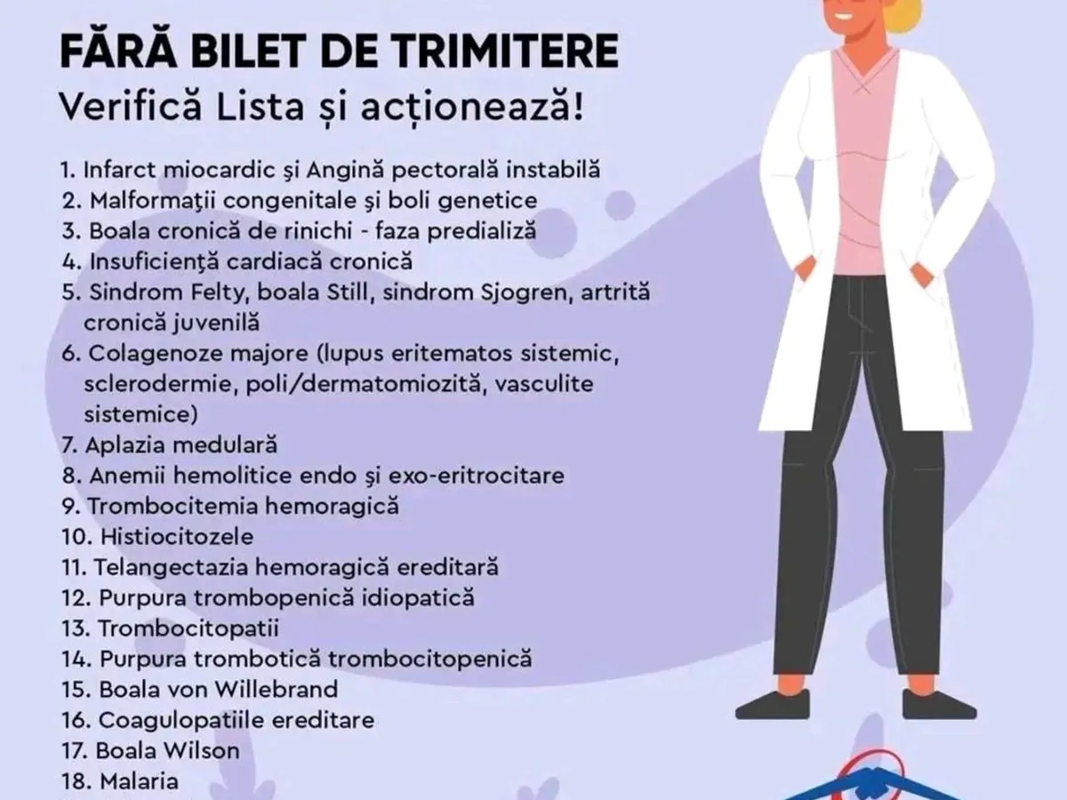 Boli pentru care nu ai nevoie de bilet de trimitere - Foto: Casa de Sănătate
