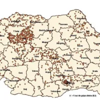 Harta cazurilor de îmbolnăvire cu virus gripa. Sursa: Institutul Național de Sănătate Publică