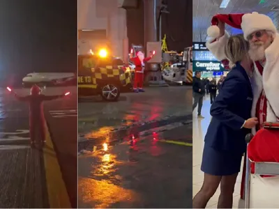 Moș Crăciun pe aeroport - Foto: captură Aeroporturi București