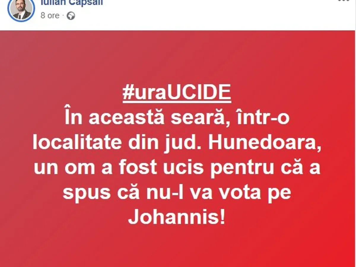 Mesajul lui Iulian Capsali, pe Facebook