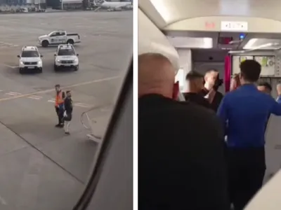 Senzaţii tari pe Aeroportul Otopeni. Nişte pasageri au vrut să-l bată pe pilot. Ce s-a întâmplat? - Foto: Facebook/imagini amator