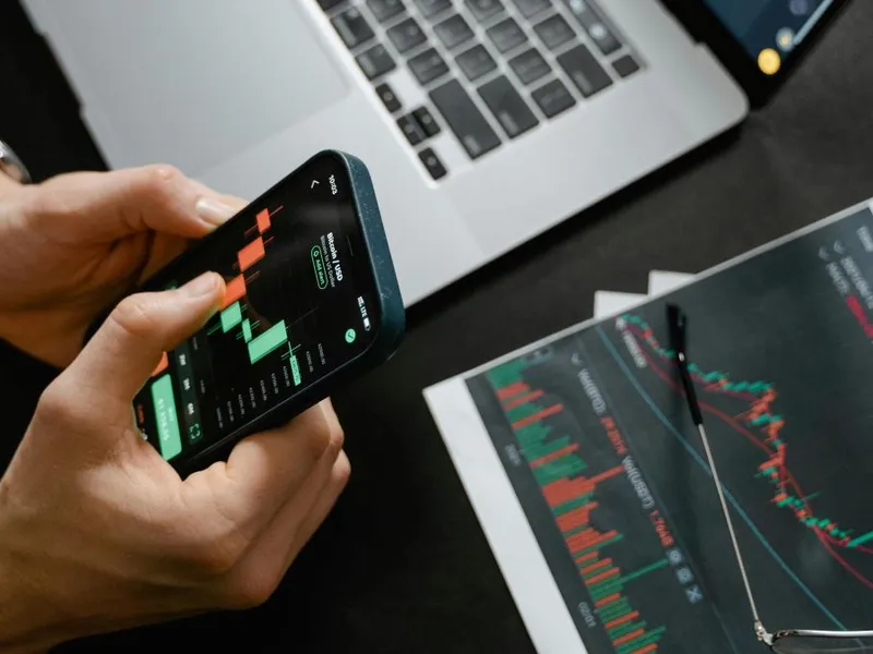 Persoană făcând calcule pe Bursă, pe telefonul său - Foto: Pexels/Tima Miroshnichenko