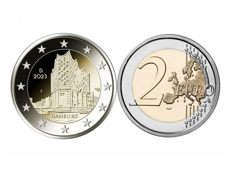 Moneda de doi euro cu Filarmonica de pe Elba din Hamburg - Foto: foronum