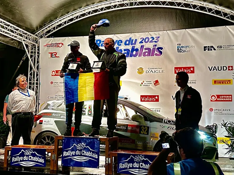 Pilotul român Alex Filip s-a impus la clasa TER 2WD (Tour European Rally, 2 roți motrice) și a terminat pe locul 3 în clasamentul ERT 2WD (European Rally Trophy, 2  roți motrice) ediția 2023 a Rallye du Chablais - Foto: Facebook/Alex Filip