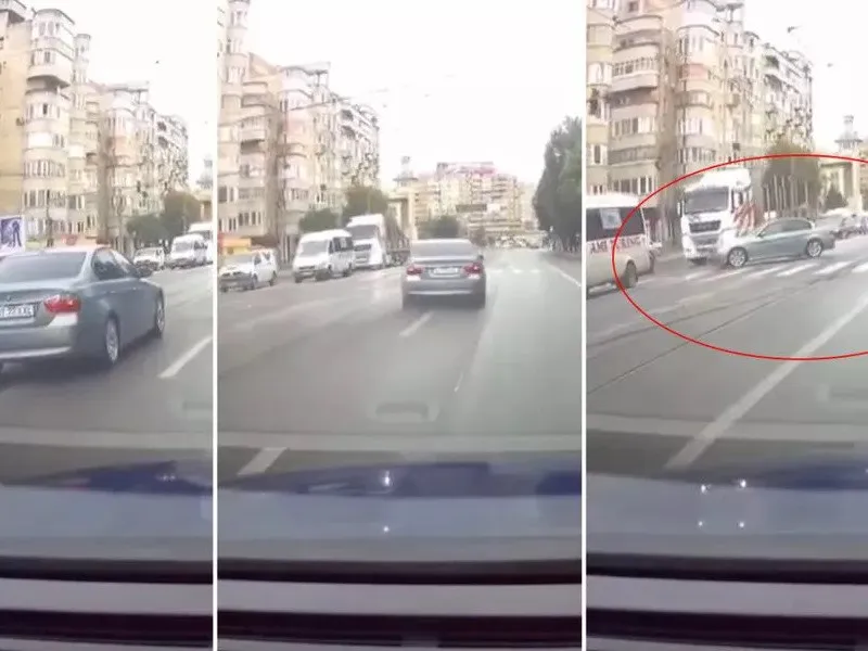 Șofer de BMW executând o manevră periculoasă în plină zi - Foto: Captură video