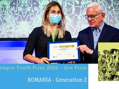 Proiectul Generation Z al elevei Maia Pricopie, locul doi la European Charlemagne Youth Prize. / Foto: twitter.com/EUyouthprize