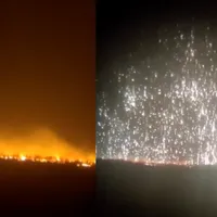 Noapte de foc în teritoriile furate de Rusia din Ucraina. Rușii atacă cu muniție incendiară - FOTO: Twitter/301 Military