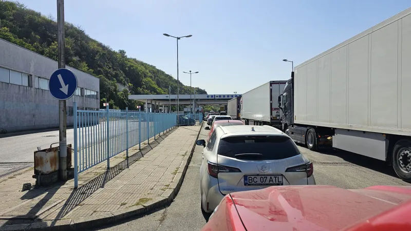 La coadă la bac în partea bulgară, la Nicopole Foto: Newsweek Romania