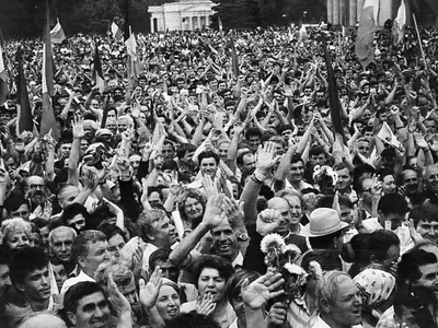 Piața Marii Adunări Naționale din Chișinău, la 27 august 1991, ziua proclamării independenței - Foto: Agenția Națională a Arhivelor/g Vasilachi (cu rol ilustrativ)