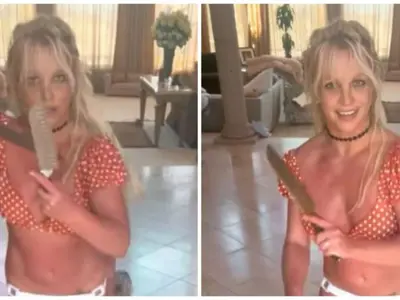 Britney Spears, probleme mari după divorț. S-a filmat cu două cuțite în mână. Vizitată de poliție - Captură video / imagine cu caracter ilustrativ