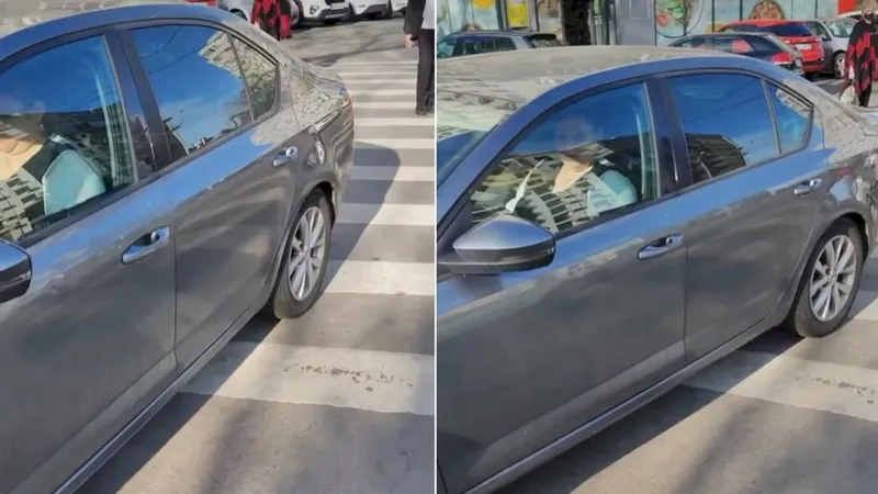 Șoșoacă n-a avut loc în parcare, a parcat ca un șofer „dac liber”, pe trecere. Nu are permis - Foto: Facebook/Ai parcat ca un bou București