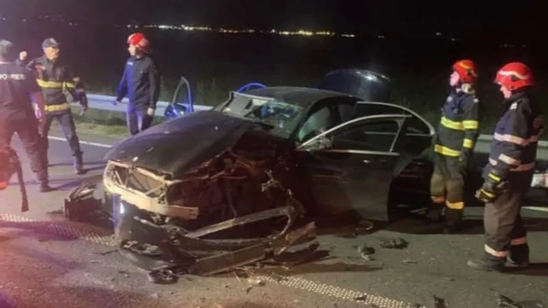 Mercedes S-Klasse, „șifonat” bine de două TIR-uri pe centura Bacăului. / Foto: Info Trafic 24, Facebook