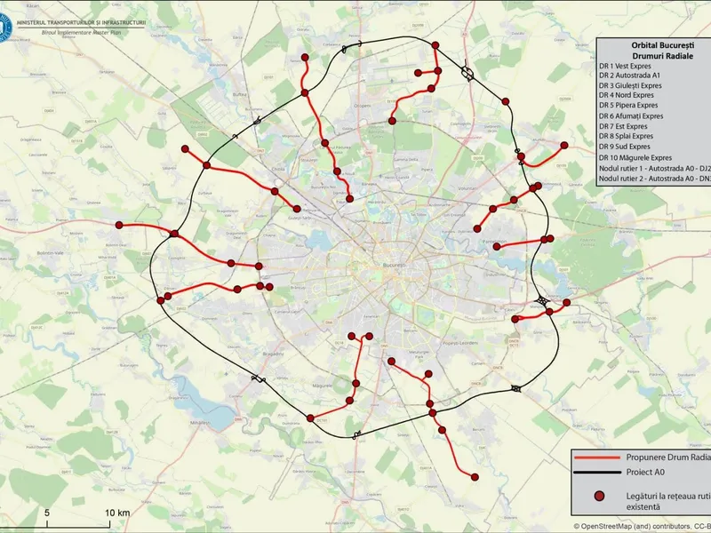 Drumurile radiale, hartă - Foto: Facebook/Nicușor Dan