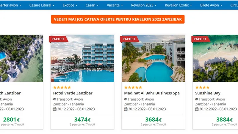 Ofertă Revelion 2023 în Zanzibar / Foto: captură ecran