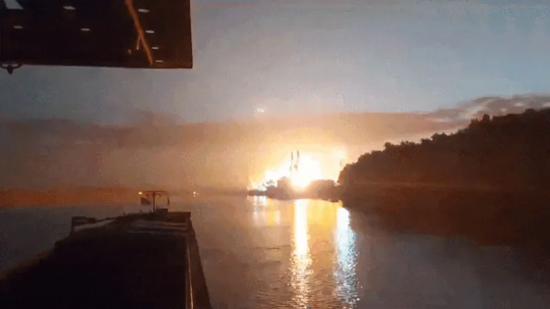Rusia a bombardat portul Reni - Foto: captură video Digi24