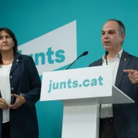 Președintele Junts, Laura Borras, și secretarul general al partidului, Jordi Turull. / Foto: Profimedia