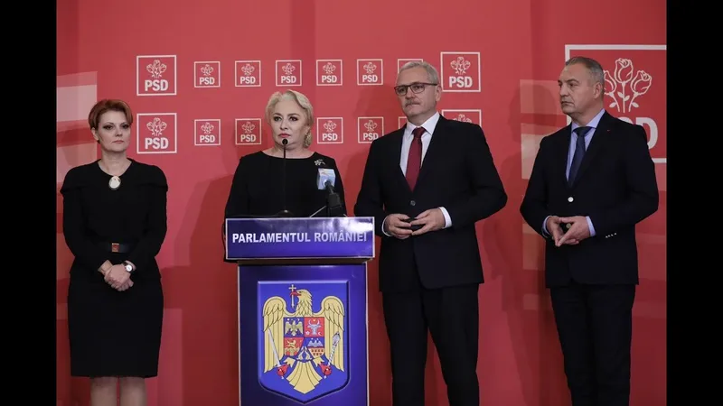 Premierul Viorica Dăncilă, alături de fostul lider PSD, Liviu Dragnea și fostul trezorier Mircea Drăghici