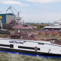 Nu se mai fabrică nimic în România? De la Galați a plecat spre Canada un feribot 100% electric - Foto: captură video